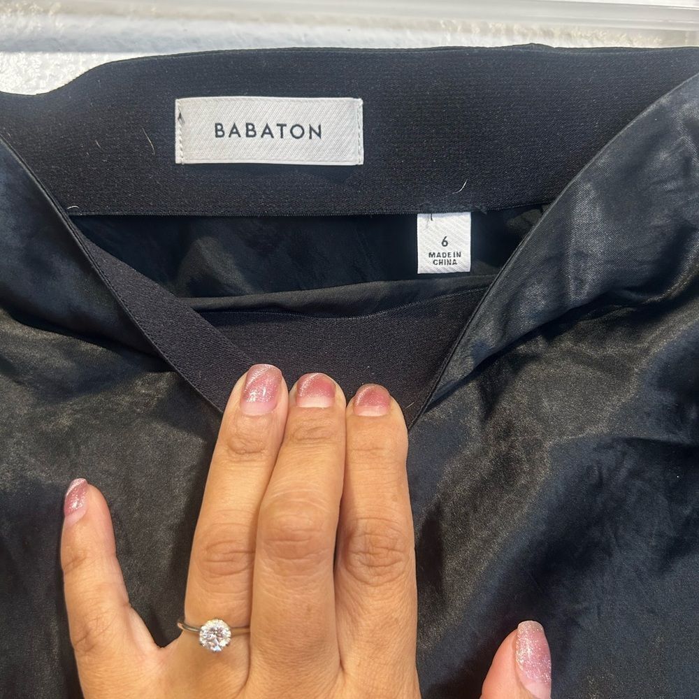 Aritzia Babaton New Slip Denude Black Satin skirt 6 - Picture 3 of 3